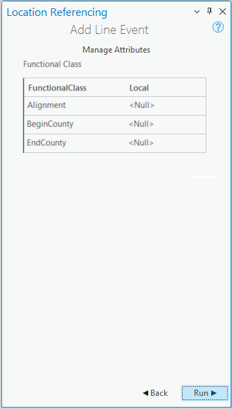 Fenêtre Add Line Event (Ajouter un événement linéaire), écran Attribute Set (Jeu d’attributs)