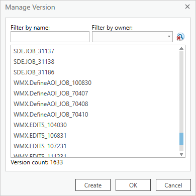 Boîte de dialogue Manage Version (Gérer la version)