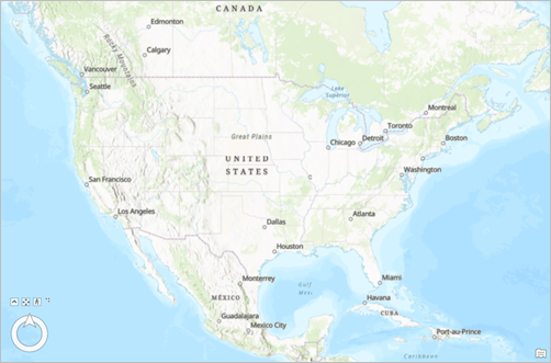 Vue de scène avec un zoom sur l’Amérique du Nord