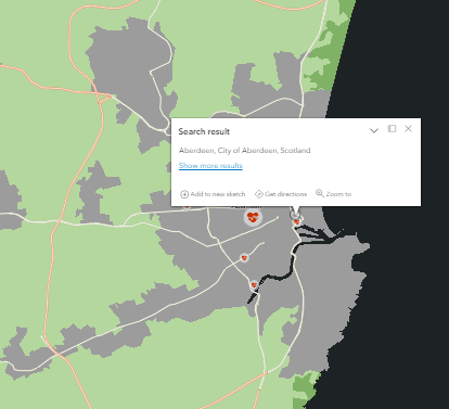 Carte avec zoom sur Aberdeen