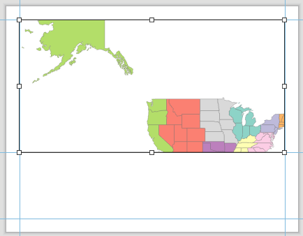 Fenêtre cartographique sur la mise en page avec des guides