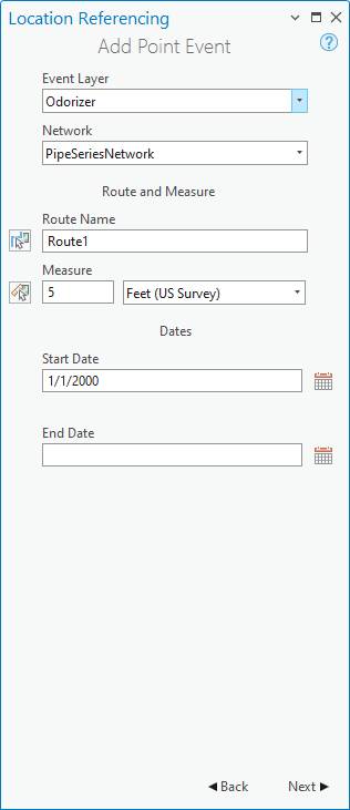 Fenêtre Add Point Event (Ajouter un événement ponctuel)