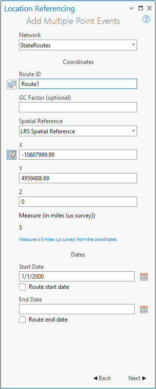 Route ID (ID d’itinéraire) dans la fenêtre Add Multiple Point Events (Ajouter plusieurs événements ponctuels)