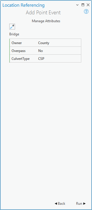 Table Manage Attributes (Gérer les attributs)