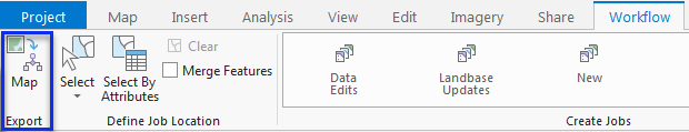 Bouton Export Map (Exporter la carte) sous l’onglet Workflow (Processus)