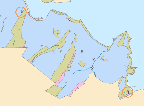 Carte signalant les deux entités ponctuelles ajoutées