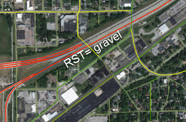 Autoroute avec une surface routière de type gravier