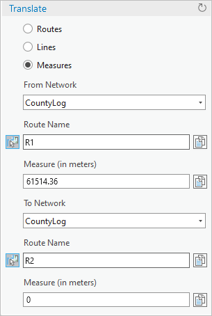 Boîte de dialogue Translate (Convertir) dont les champs relatifs à la mesure sont renseignés