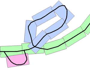 Rectangles en sortie générés le long d’entités linéaires en entrée.