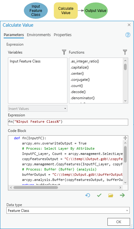 Utilisation de Calculer une valeur avec des outils de géotraitement