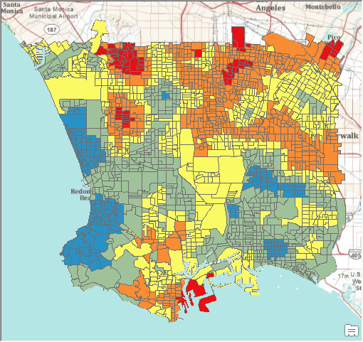 Taux d’obésité prévu des élèves de CM2 dans les groupes d’îlots de Los Angeles