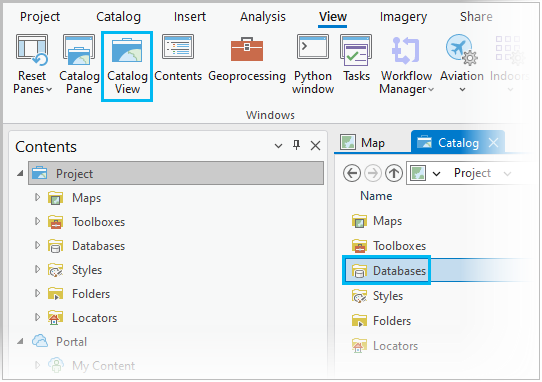 Utilisez la vue du catalogue pour vous connecter aux bases de données.