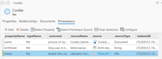 Les nouveaux enregistrements de provenance apparaissent au bas de la liste.