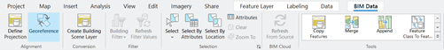 Outil Georeference (Géoréférencer) de l’onglet BIM Data (Données BIM) du ruban