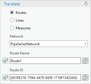 Boîte de dialogue Translate (Convertir) après sélection de l’itinéraire