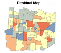 Carte de valeurs résiduelles spatialement auto-corrélées.