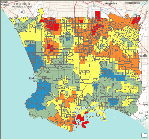 Taux d’obésité prévu des élèves de CM2 dans les groupes d’îlots de Los Angeles Taux d’obésité prévu des élèves de CM2 dans les groupes d’îlots de Los Angeles