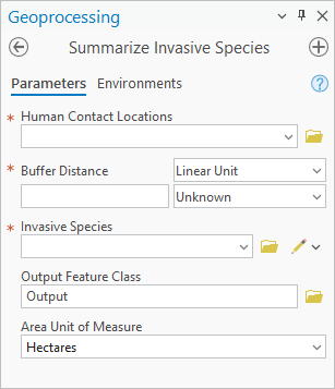 Outil de géotraitement Summarize Invasive Species Outil de géotraitement Summarize Invasive Species