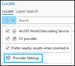 Option Provider Settings (Paramètres des fournisseurs) Option Provider Settings (Paramètres des fournisseurs)
