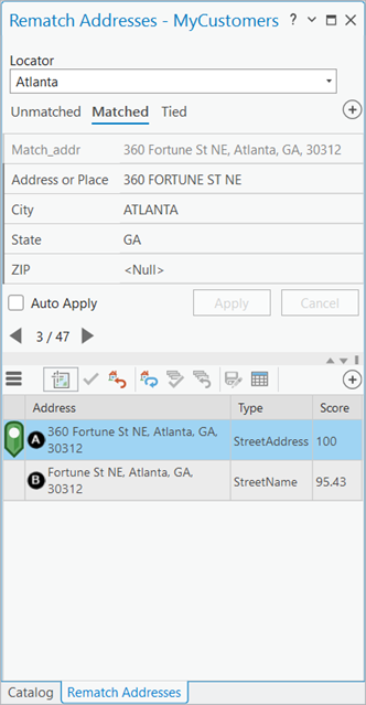 Fenêtre Ré-apparier les adresses Fenêtre Ré-apparier les adresses