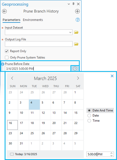 Options disponibles pour configurer le paramètre Nettoyer les éléments antérieurs à (date/heure) à l’aide de l’outil Nettoyer l’historique des données en branche Options disponibles pour configurer le paramètre Nettoyer les éléments antérieurs à (date/heure) à l’aide de l’outil Nettoyer l’historique des données en branche