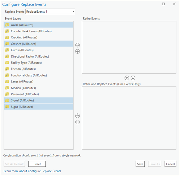 Choix des événements à retirer Choix des événements à retirer