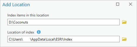 Boîte de dialogue Add Location (Ajouter un emplacement) Boîte de dialogue Add Location (Ajouter un emplacement)