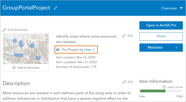 Page de l’élément du projet de portail dans une fenêtre du navigateur Page de l’élément du projet de portail dans une fenêtre du navigateur