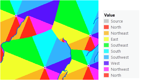 Carte d’un raster de direction arrière modifié par l’inclusion d’interruptions Carte d’un raster de direction arrière modifié par l’inclusion d’interruptions