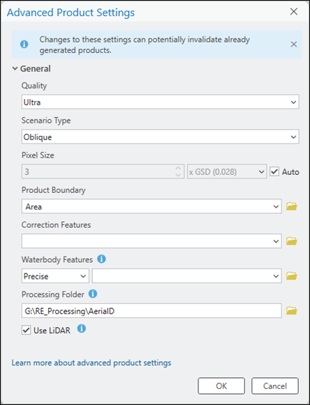 Boîte de dialogue Paramètres avancés des produits Boîte de dialogue Paramètres avancés des produits