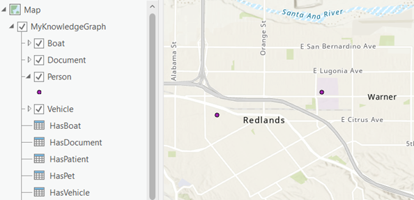 Les entités auxquelles sont associées des entités spatiales apparaissent sur une carte. Les entités auxquelles sont associées des entités spatiales apparaissent sur une carte.
