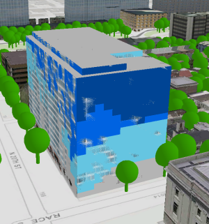 Entités de deux couches 3D présentant un conflit des entités sur l'axe z Entités de deux couches 3D présentant un conflit des entités sur l'axe z