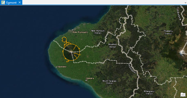 Carte d'imagerie de la région de Taranaki en Nouvelle-Zélande