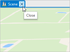 Bouton Close (Fermer) dans l’onglet de vue de la scène.