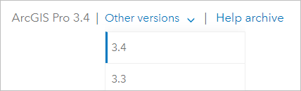 Menu déroulant permettant de changer de version d’aide en ligne