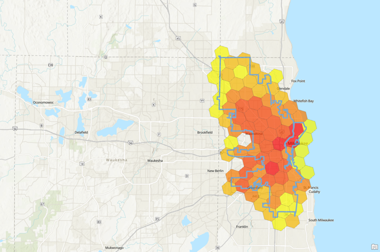 Hexagones représentés à Milwaukee