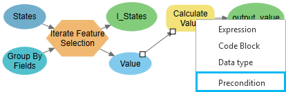 Définition de la pré-condition à l’outil Calculer une valeur