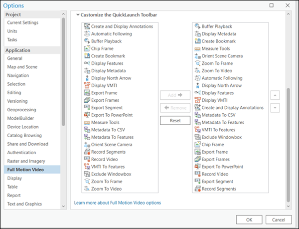 Section Personnaliser la barre d’outils Lancement rapide