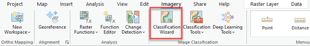 The Classification Wizard can be found on the Imagery tab