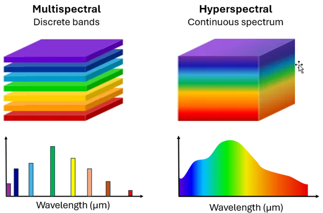 Comparaison entre les images multispectrales et les images hyperspectrales
