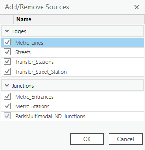 Boîte de dialogue Add/Remove Sources (Ajouter/supprimer des sources)