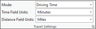 Section Travel Settings (Paramètres de déplacement)