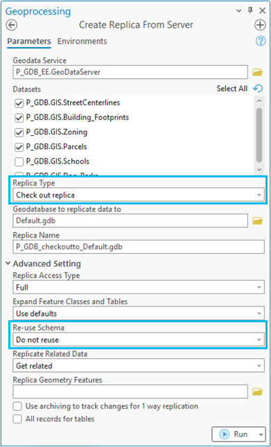 Créer un réplica d’extraction avec l'option Re-use Schema (Réutiliser la structure) de l'outil Create Replica From Server (Créer un réplica à partir du serveur)