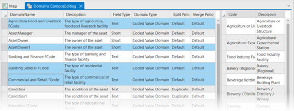 Sélection de plusieurs domaines dans la vue Domains (Domaines).