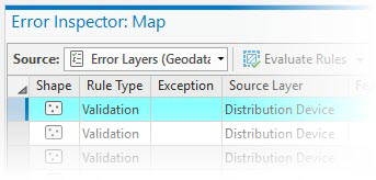 L’option Source fait référence aux couches d’erreurs dans la vue cartographique.