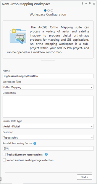 Création d’un espace de travail d’orthocartographie