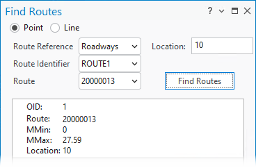 Fenêtre Find Routes (Rechercher des itinéraires)