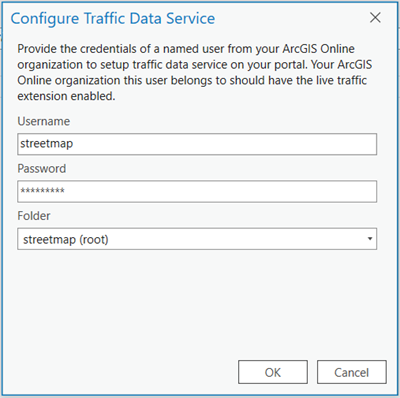 Boîte de dialogue Configure Traffic Data Service (Configurer le service de données de trafic)