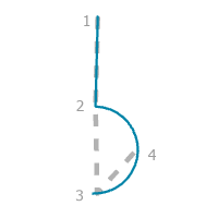 Guide de construction pour l’option de règle Segment Then Half Circle (Segment puis demi-cercle)