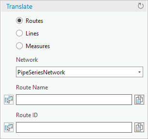 Boîte de dialogue Translate (Convertir) avec bouton Routes (Itinéraires) sélectionné